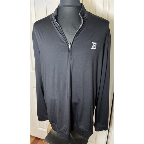 Johnnie O Men’s Quarter Zip Black‎ Polo XXL Embroidered “B”On Front - Picture 1 of 8